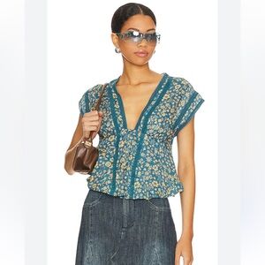 Free People Landy Top in Garden Combo SZ LARGE